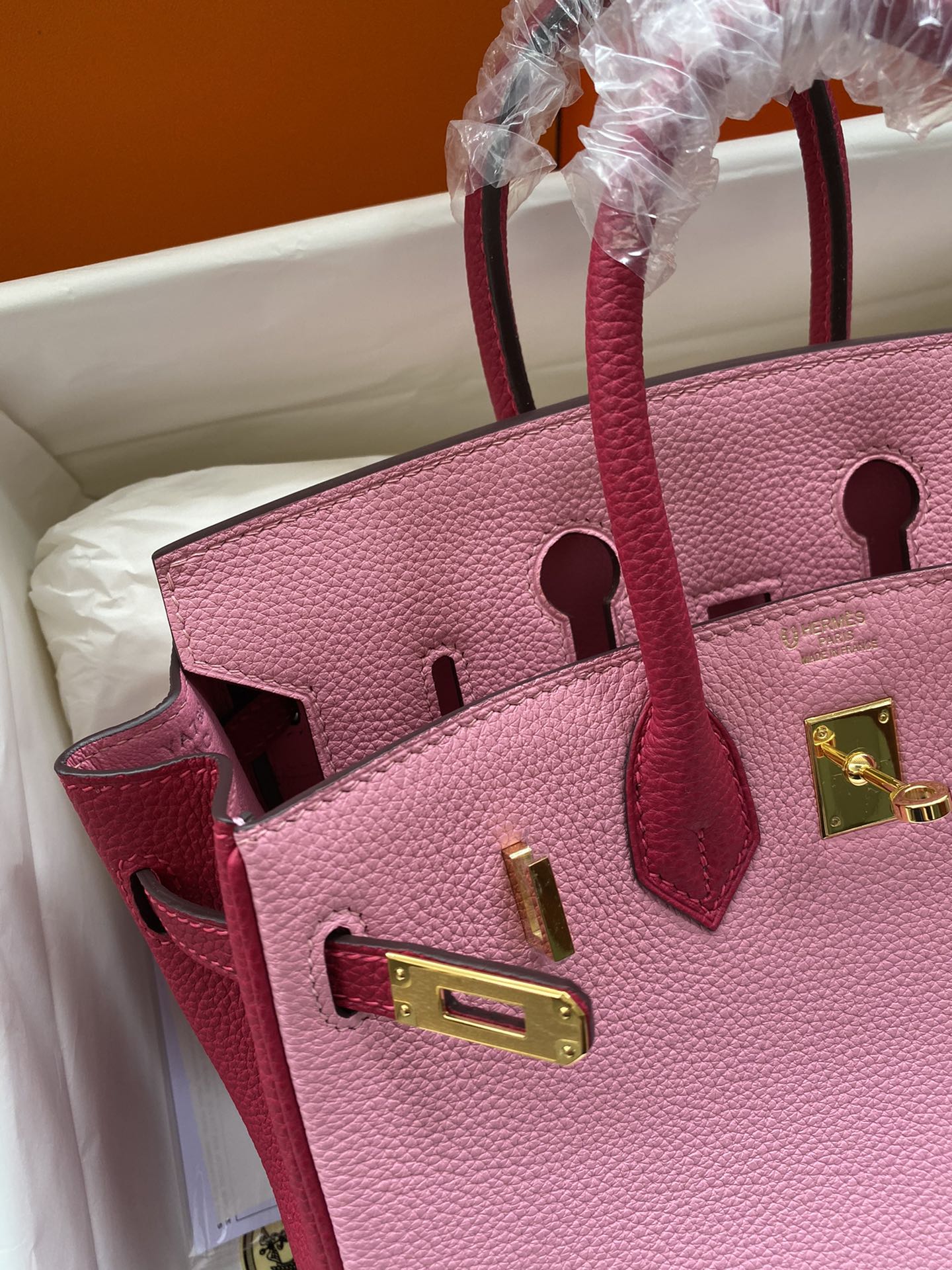 Hermes Birkin 25CM Togo Leather Handbag Pink Red